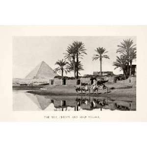 1897 Print Pyramid Giza Ancient Egypt Seven Wonders World Nile River 
