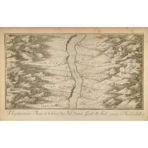  1757 Engraving Map Nile River Egypt Kudjuhed F. Norden 