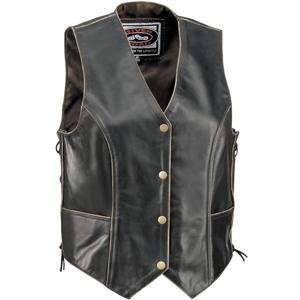  River Road Womens Vintage Leather Vest   2X Large/Black 