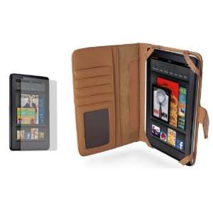 MiTAB Genuine BROWN Napa Leather Flip Open Book Style Carry Case Cover 