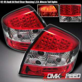 2002 2005 AUDI A4 B6 RED & CLEAR LED TAIL LIGHTS LEFT+RIGHT  