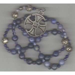  Anglican Rosary of Blue Aventurine and Canterbury Cross 