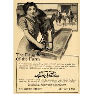  1911 Ad Horse Farm Anheuser Busch Malt Nutrine Beverage 