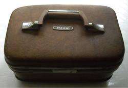 NICE * VINTAGE AIRWAY BROWN LUGGAGE * TRAIN CASE with MIRROR  