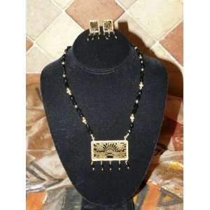  Onyx Beads Gold Plated Traditional Ethnic Thewa Necklace 