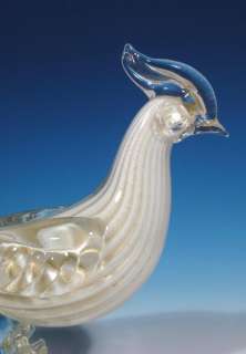 Barbini Murano Sommerso Lattimo Art Glass Pheasant Mid Century Eames 