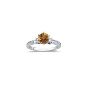  0.66 Ct Diamond & 0.85 Cts Citrine Ring in 18K White Gold 