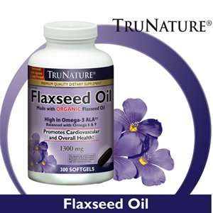 TruNature Organic Flaxseed Oil Promotes Cardiovascular 1300 mg, 300 
