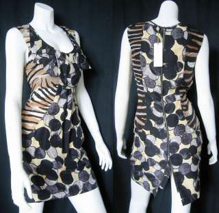 TRACY REESE geometric zebra silk dress 2 NWT  