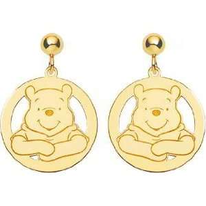  14K Gold Disney Winnie the Pooh Dangle Post Earrings 