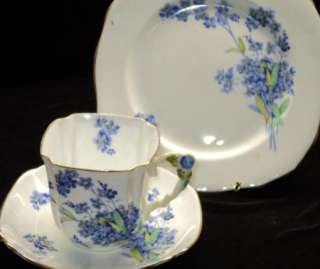 Royal STAFFORD FLOWER HANDLE TEA cup and saucer TRIO  
