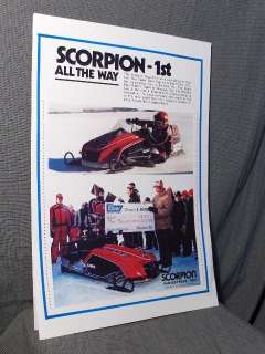 vintage Snowmobile scorpion sno pro sled poster  