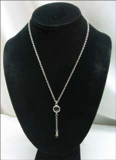 This is a vintage BLACK GLASS BEAD LARIAT STYLE NECKLACE