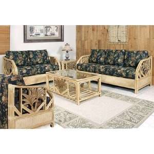  Cancun Palm Upholstered Rattan Deep Seating Group in 
