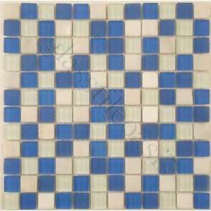  Cobalt 7/8 x 7/8 Blue Via Appia Series Frosted Glass and 