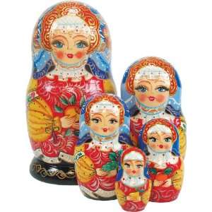  G. Debrekht Apple Girl Russian Nesting Dolls, Set of 5 