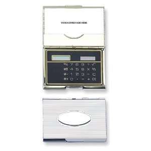  Silver tone Calculator & Business Card Case Office 