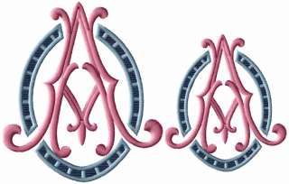 Arch Cutwork Monograms Machine Embroidery Font   natural size sample