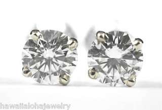 00ctw Diamond 14k White Gold & Platinum Stud Earrings  