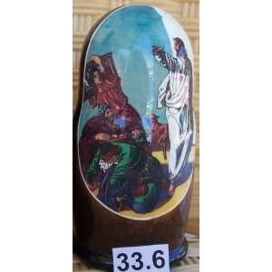  Russian Hand Made Nesting Doll Jesus Going to Jerusalem 5 