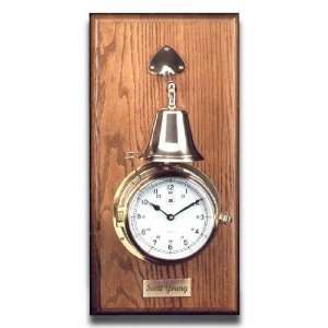    Solid Oak Brass Striking Nautical Clock with Bell 