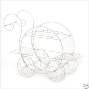 HOME DECOR WHITE METAL FRENCH FLOWER CART PLANT STAND  