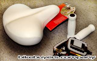 Beach cruiser bicycle upgrade kit Velo white seat grips  