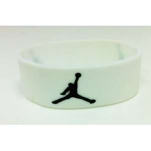   Jordan Sport Silicone Wristband Bracelet   WHITE /BLACK Jumpman Logo