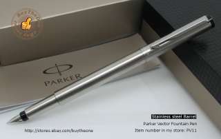 Parker Pen Vector Fountain Pen Stainless Steel Fine Nib  