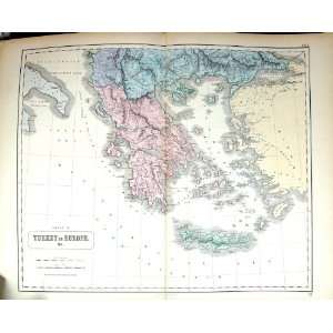  Philip Antique Map C1855 Turkey Europe Crete Creta Greece 
