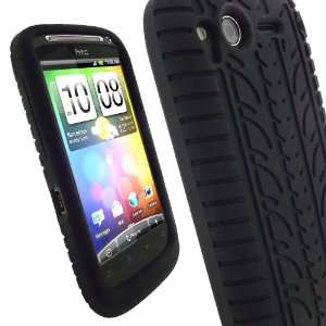  iGadgitz Black Silicone Skin Case Cover with Tire Tread Design 