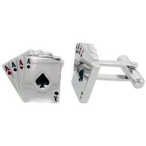   Steel Cufflinks w/ the 4 Aces 11/16 in. X 3/4 in. (18 X 19 mm