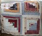 New Pottery Barn MUSEUM CRAFT GEES BEND LOG CABIN QUILT + 2 EURO 