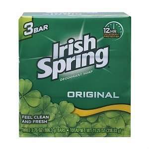 Irish Spring Deodorant Bath Bar Soap Original, 3.75 Oz Each, 3 Bar 