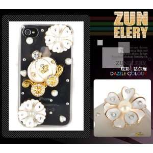   Swarovski Crystal & Pearl Pumpkin Flower Pattern Case for Iphone 4&4s