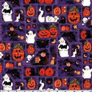  45 Wide Halloween Fun Spooky Patch Purple Fabric By The 