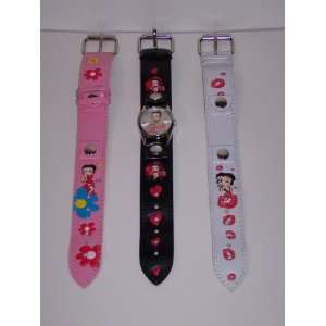  Betty Boop 3 Leather Bands Watch Set 
