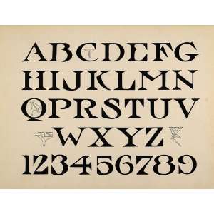 1910 Print Alphabet Art Nouveau Letters Numbers Font   Original Print
