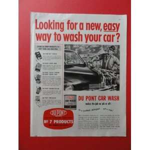 Du Pont car wash,1949 print ad (man washing car)orinigal 1949 magazine 