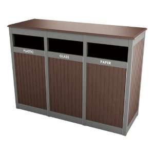  Triple Recycling Receptacle with Bead Board Style Panels 45 Gallons