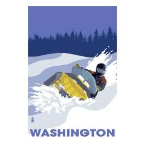  Washington, Snowmobile Scene Giclee Poster Print, 24x32 