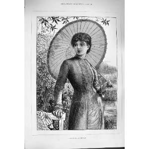    1880 ANTIQUE PORTRAIT BEAUTIFUL LADY GARDEN PARASOL