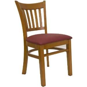  Vertical Slat Chair with Wild Cherry Finish and Burgundy 