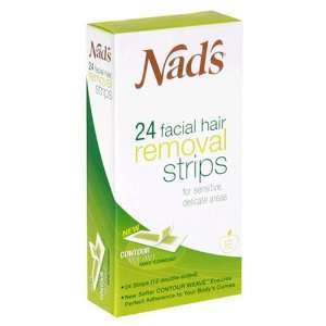  Nads Facial Hair Removal Strips, Green Apple Scent, 24 