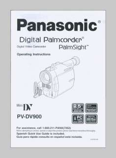 Panasonic PV DV900 Digtial Video Palmcorder Instruction Manual 