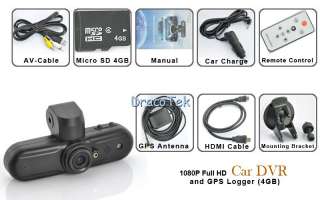   Full HD Car camera audio video recorder DVR with GPS Logger 4GB V1000