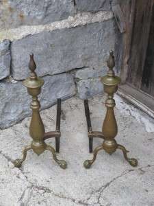 Chippendale style Brass Andirons pair  