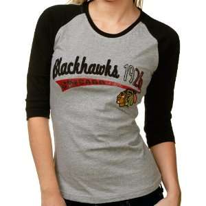  Old Time Hockey Chicago Blackhawks Ladies Ash Black Ingrid 