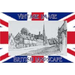   10cm) Art Greetings Card British Landscape Church Street Ashbourne