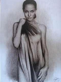 Angelina Jolie Sketch Portrait Charcoal Drawing WU207  